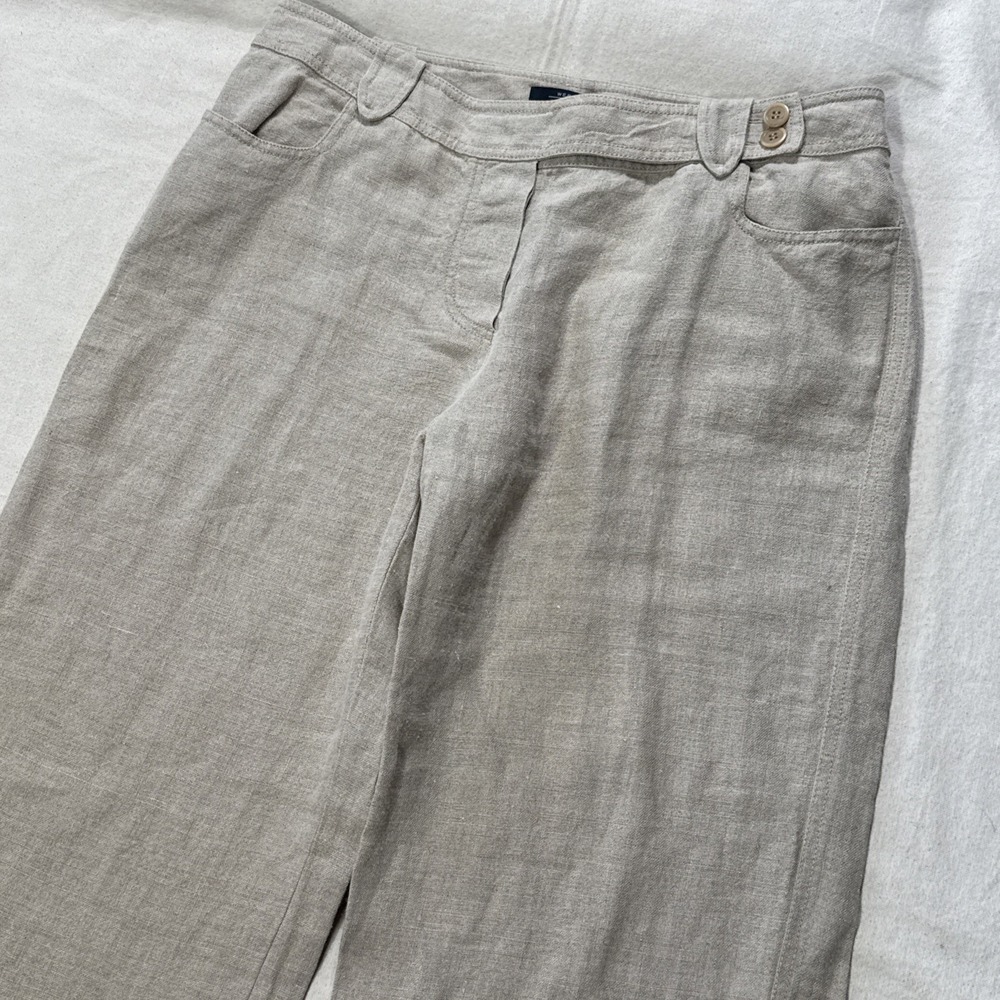 Max Mara Women's Linen Wide Leg Pants Size 14 Made In Italy